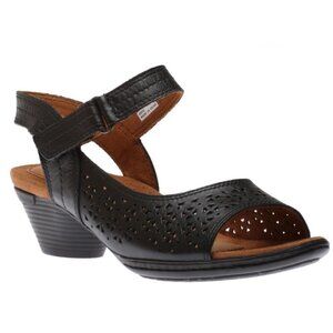 NEW‎ Cobb Hill Laurel Sandals Black Comfort Shoes Laser Cut Out Size 9 Cutout